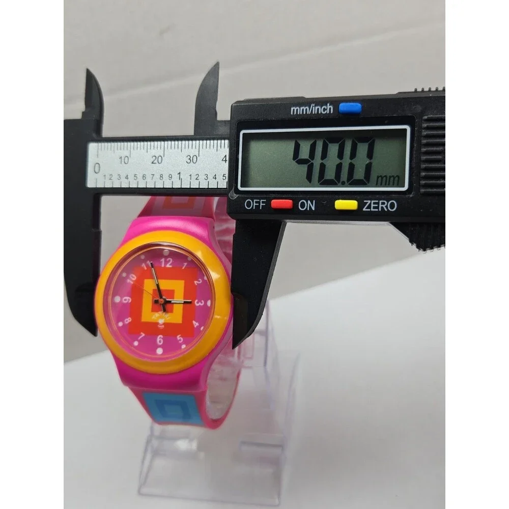 Tatiri Womens Watch Pink Orange Geometric Colorblock Whimsy New Battery Retro